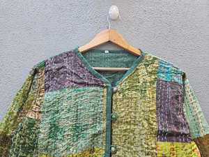 Veste Kantha matelassée en patchwork de coton fait main indien 2026, personnalisable, imprimé indien au bloc, style bohème, pour femme, manteau d'hiver - Product Image 3