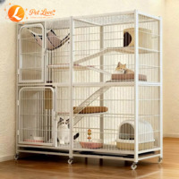 Cage de Luxe Renforcée et Cryptée en Métal Multi-couches pour Animaux de Compagnie avec Hamac et Roues, Ferme à Boutons, Enclos pour Chat, Cage d'Élevage