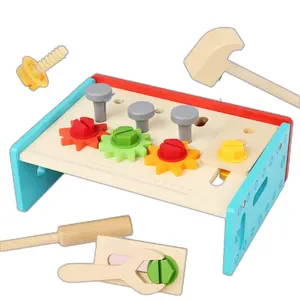 Caja de herramientas de reparación Montessori para niños, juguetes educativos de dibujos animados, rompecabezas, herramienta de reparación de madera, juego multifuncional de juguete