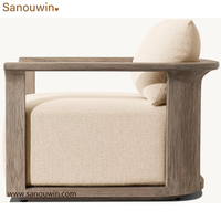 Fauteuil de jardin moderne en bois pour l'extérieur, avec coussin, résistant aux intempéries, chaise longue de patio