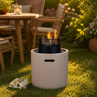 Brasero extérieur MGO au design moderne, aspect pierre, pour bois et charbon de bois, idéal pour jardin, patio, terrasse de piscine et mobilier d'extérieur