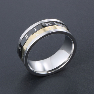 Men's Stainless Steel Three Color Rotating <b>Ring</b> With Roman Numerals Fashion Jewelry Accessory SA903 - Product Image 2