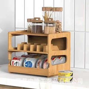 Support de rangement pour aliments pour animaux de compagnie en bambou, support de rangement empilable pour capsules de café, support en bois pour boîtes de friandises pour chats et chiens. - Product Image 3