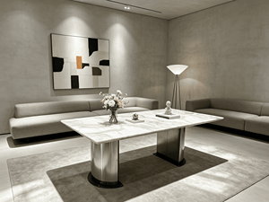 Table à manger de luxe en quartzite naturel Picasso, table à manger rectangulaire moderne en marbre bleu sodalite pour villa, maison, hôtel - Product Image 3