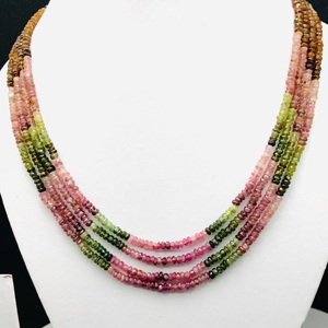 Cuentas de turmalina Natural Rondelle facetadas de 3mm o 4mm, turmalina Gemmy de sandía Rosa Verde Negro Natural, hebra de 12 pulgadas Weddi - Product Image 5