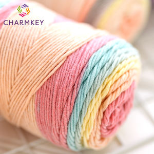 Toptan yaz cheesekek iplik % 45% pamuk 55% akrilik gökkuşağı karışımlı kek iplik pamuk tığ örgü için - Product Image 6