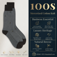 Chaussettes habillées de luxe pour hommes en coton égyptien 240N, motif chevrons gris, antibactériennes, fines, pour affaires, vente en gros, logo personnalisé, OEM