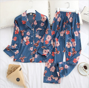 Hot Sale Leopard Print Polyester/Cotton Elastic Waist <strong>Thermal</strong> <strong>Long</strong> <strong>Sleeve</strong> 2 Piece Pajamas Nightwear for <strong>Women</strong> - Product Image 4