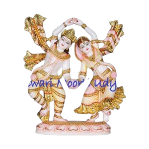 Estatua de mármol de Radha Krishna con acabado fino, diseño elegante, resistente a las grietas, multicolor, material de mármol. - Product Image 5