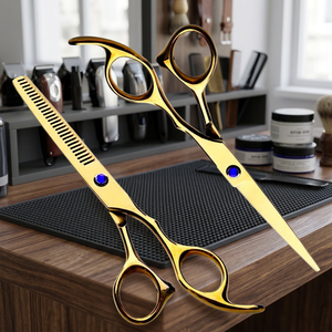 Ciseaux de coiffure professionnels japonais en or rose de 6 pouces pour droitiers, pliables, 32 dents, manche court, respectueux de l'environnement, VG10 - Product Image 5