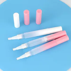 Customized Logo Plastic Reusable 2ml Transparent Twist Pens Empty Nail Oil Cosmetic Pen With Brush Tip