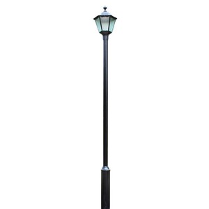 Lampadaire de jardin extérieur en fer avec abat-jour en verre LED, lumière blanc chaud 2700K, IP66, ampoule A19 non amovible, AC 220V, détecteur de mouvement, alimenté par énergie solaire - Product Image 6