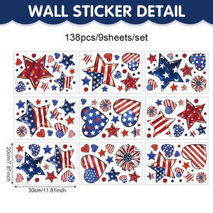 Autocollant PVC statique pour la fête de l'Indépendance des États-Unis, décalcomanie drapeau américain, décoration de verre pour le 4 juillet - Product Image 6
