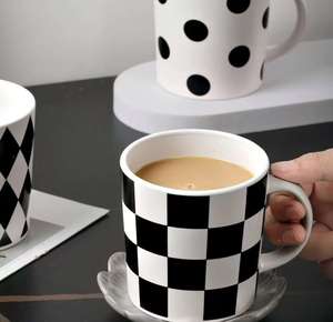 New Design Good Quality American Style Vintage Ceramic Mug 300ml Black <b>White</b> Pattern Food Safe Reusable Business <b>Gifts</b> - Product Image 3