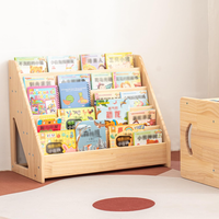 Étagère à livres en bois de pin naturel à 5 niveaux, porte-livres en bois, étagère à livres pour enfants, pour chambre d'enfant, salle d'étude, salle de jeux
