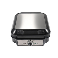 Gaufrier électrique fin pour gaufres belges, avec couvercle en acier inoxydable, antiadhésif, 1200W, usage domestique