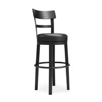 Tabouret de bar moderne en similicuir PU avec dossier en bois, pivotant, réglable en hauteur, avec accoudoirs, idéal pour la maison, les bars et les hôtels