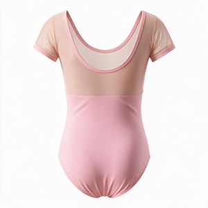 Justaucorps de ballet pour filles, manches courtes en maille, dos ajouré, tenue de danse d'entraînement, costume de scène de gymnastique - Product Image 3