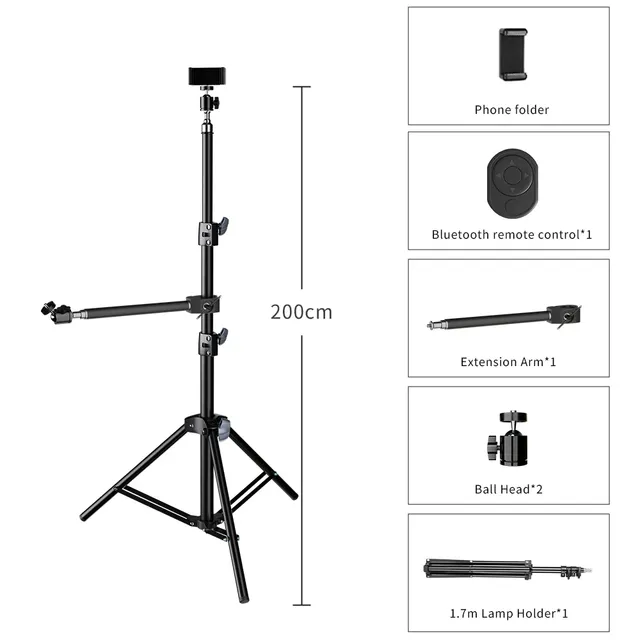 C-Type Bracket Metal Portable Desktop Lateral Arm Stand Tripod with Twist Lock for Photography Light