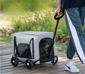 Chariot de transport <span class=keywords><strong>pour</strong></span> animaux de compagnie d'extérieur, <span class=keywords><strong>poussette</strong></span> à roues universelles, boîte à roulettes amovible, sac de transport pliable <span class=keywords><strong>pour</strong></span> <span class=keywords><strong>chien</strong></span> et chat, grande capacité, sûr - Product Image 1