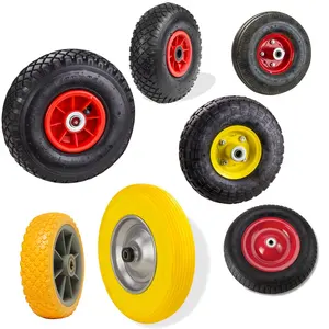 Kleurrijke Solid Pu Polyurethaan Punctie Proof Platte Gratis Pu Schuim Caster Tyre Wheel Banden Voor Kruiwagen