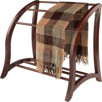 Porte-Draps et Serviettes Autoportant en Bois Massif Courbé Moderne à un Niveau pour Salon, Chambre et Décoration Intérieure