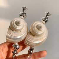 Ensemble de couverts en acier inoxydable avec manche en coquillage naturel de luxe, cuillère décorative, fourchette, couteau à beurre pour table à manger