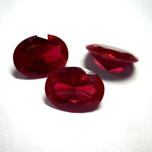 รูปทรงวงรี 15x20 มม. 5 #    พลอยสีแดงสังเคราะห์ คอรันดัม สำหรับทำเครื่องประดับ - Product Image 2
