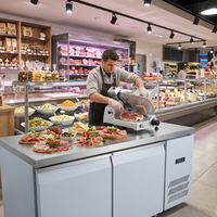 Réfrigérateur de cuisine professionnel en acier inoxydable sous comptoir, table de préparation réfrigérée, plan de travail réfrigéré