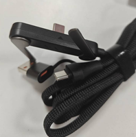 Kabel Data Silikon Tembaga Murni 2-in-1 240W 5A Pengisian Cepat, Penyangga Ponsel, Sudut 90 Derajat, Rotasi 360 Derajat, Multi-Sudut, untuk Komputer dan Printer