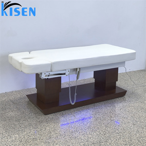 Kisen Luxury Salon 4 Motors Electric Beauty Bed With LED Lamp <b>Adjustable</b> <b>Leg</b> Back Lift Function Salon Massage <b>Table</b> Lash Tray - Product Image 3
