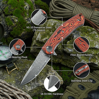 Couteau de poche pliant VG10 Damas, couteau tactique de chasse, outil EDC, couteau utilitaire de camping pour femmes, vente en gros, personnalisé 4020