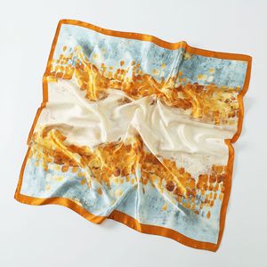 ผ้าพัน<span class=keywords><strong>คอ</strong></span>ผ้าชีฟองลายดอกไม้สีเขียวหวานแบบเกาหลี70x70ซม. ผ้าพัน<span class=keywords><strong>คอ</strong></span>ชีฟองทรงผีเสื้อสี่เหลี่ยมสำหรับผู้หญิงแฟชั่นพันคอ - Product Image 2