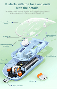 Biểu Tượng Tùy Chỉnh 3 Chế độ Trong Suốt Không Dây Bluetooth Chuột Cho Máy Tính Để Bàn Máy Tính Xách Tay <span class=keywords><strong>5D</strong></span> Có Thể Sạc Lại Từ Im Lặng Chuột - Product Image 5