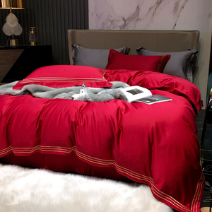 Bộ Chăn Ga Gối Dài 4 Món, Vải Cotton Thêu Họa Tiết 3 Dòng Theo Phong Cách Khách Sạn, 100 - Product Image 4