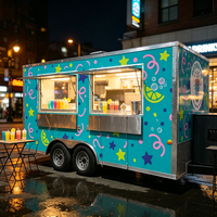 Remorque de restauration mobile avec fenêtre de service, comptoir pour machine à mini-beignets pour la vente de beignets dans les rues nocturnes d'Amsterdam