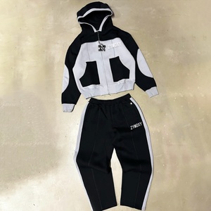 Custom Streetwear Zip up Hoodies and Straight Leg Sweatpants <b>Set</b> Cut and <b>Sew</b> French Terry Tracksuit Sweatsuit Manufacturer - Product Image 1