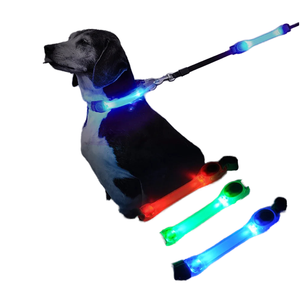 <span class=keywords><strong>Collar</strong></span> de perro LED de silicona de lujo con patrón sólido intermitente noche caminar seguridad cachorro plomo para perros pequeños - Product Image 1