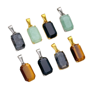 Colgante de Aventurina Impermeable para Hombre, Oro 18K, Plata, Jade Natural, Spectrolita, Colgantes de Moda con Diseño de Vacío - Product Image 1