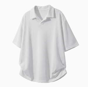 Polo de Punto de Algodón de Color Sólido para Hombre, Manga Corta, Transpirable, Estilo Casual - Product Image 2