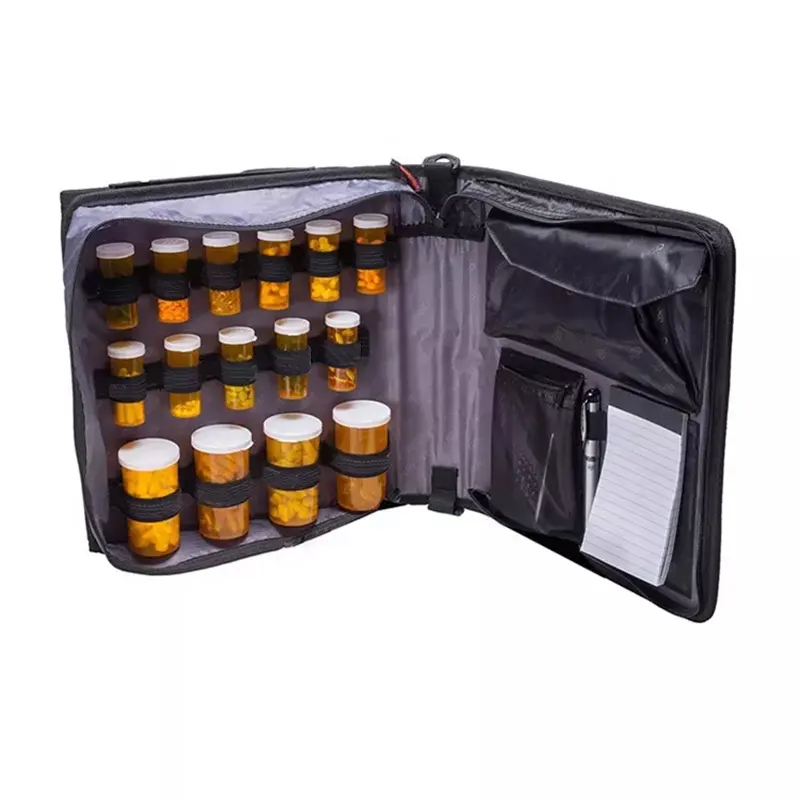Portable Pill Organizer Case, Travel Medication Bag, Holds Various Sized Pill Bottles Storage