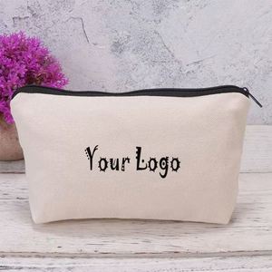 Personalized Multi-Functional Plain Cotton Travel <b>Make</b> <b>up</b> Bag Custom Printed Zipper Pouch Canvas Beauty Makeup Pouch Bags - Product Image 3
