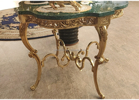 Table chauffante française OE-FASHION Vintage Villa Star Hotel cuivre plus table d'affichage du hall en marbre vert foncé