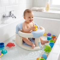 Seggiolino da bagno per neonati con barra di sicurezza protettiva, superficie antiscivolo testurizzata, ventosa per stabilità, materiale plastico PP+TPR, per 0-18 mesi