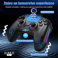 Manette de jeu sans fil Saitake avec éclairage RGB et moteur de vibration, microphone compatible pour PS5