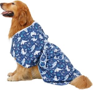 कस्टम नरम कपास कुत्ते स्नान के बाद हुड आधुनिक लिनन पालतू पाजामास को स्नान के बाद पालतू जानवरों के कपड़े - Product Image 4