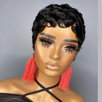 Pelucas de Cabello Humano Corto Estilo Pixie Vietnamita de Kemy Hair Wholesale, Pre-Desenredadas, Rizadas Naturales con Flequillo, Sin Pegamento, para Mujeres Negras