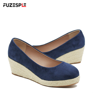 Новые осенние женские эспадрильи на танкетке 6 см с мягкой подошвой, удобные, на толстой подошве, с верхом из замши в клетку, модные, больших размеров - Product Image 4