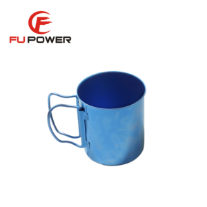 Taza de agua de titanio con tapa y mango plegable, portátil, para acampar, 450ml - Product Image 1