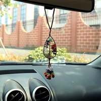 Prix usine cristal naturel pierre arbre de vie porte-clés pendentif Chakra suspendu fil de cuivre Wrap voiture mur cintre maison déco